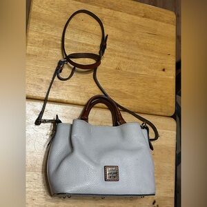Dooney & Bourke Light Gray Satchel with Brown Accents